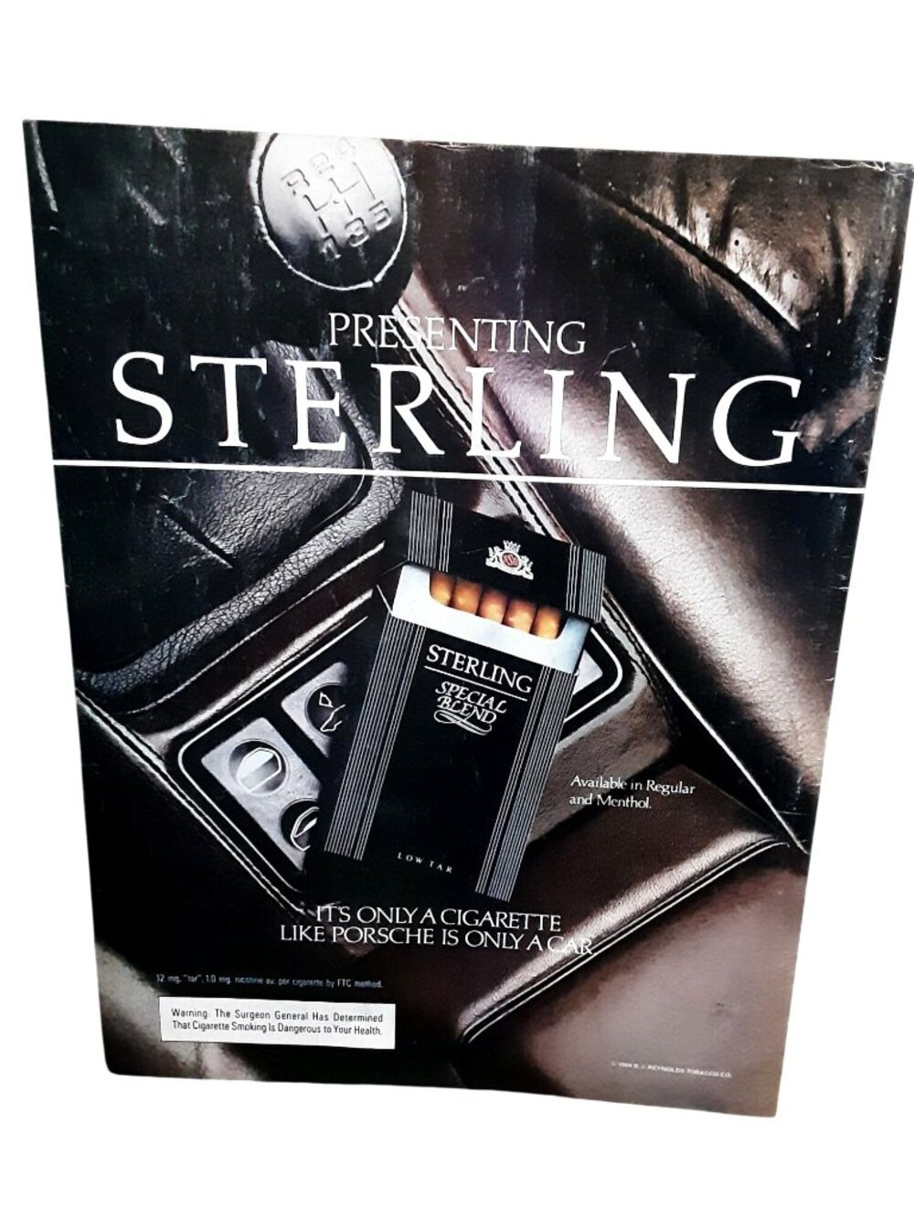 1984 Sterling Cigarettes Vintage Print Ad Porsche Luxury Theme